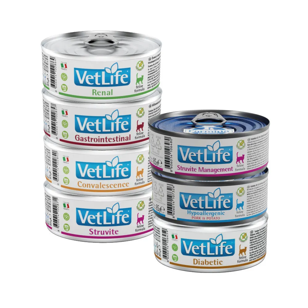 【Farmina 法米納】Vet Life獸醫寵愛天然處方系列 85g*12罐組(貓用主食罐/處方罐/全齡貓)