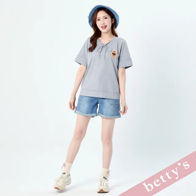 【betty’s 貝蒂思】捲毛刺繡小熊短袖上衣(共二色)
