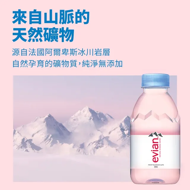 【Evian 依雲】官方直營 日本版 天然礦泉水220mlx24入/箱(寶特瓶)