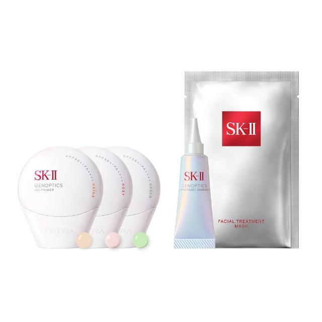 【SK-II】官方直營 光蘊輕透CC霜30g雙入組(自然膚或玫瑰粉或校色綠/防曬小白球/SPF50+)