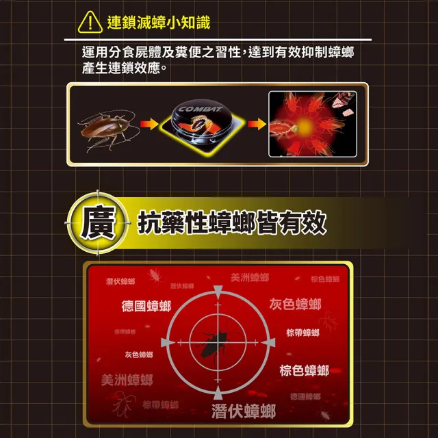 【Combat 威滅】滅蟑隊 居家防護 4.5gx6入x3盒(除蟑螂藥/蟑螂屋)-生活超市