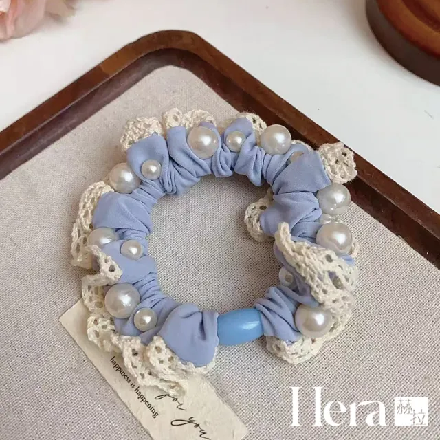 【HERA 赫拉】藍蕾絲邊舒適髮圈三入組 H115080304(蕾絲邊 髮圈 三入組)