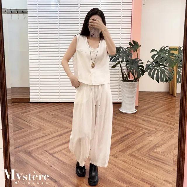【my stere 我的時尚秘境】棉麻舒適兩件式背心 附掛件 兩色 棉背心 棉麻背心 兩件式背心 休