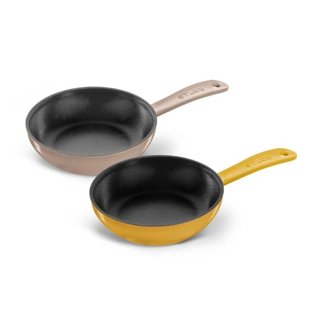 【STAUB】圓形琺瑯鑄鐵平煎鍋16cm-2色任選/新舊包裝隨機(德國雙人牌集團官方直營)