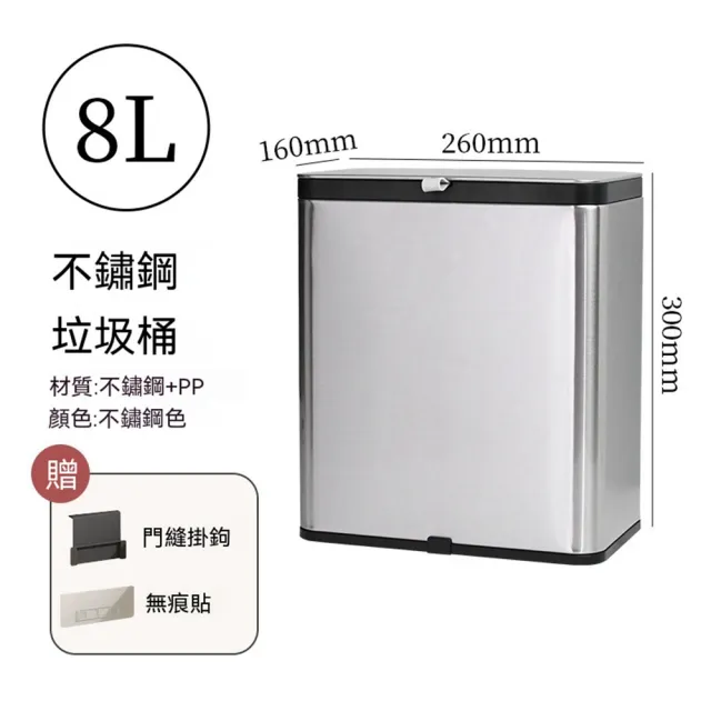 不鏽鋼壁掛垃圾桶 廚房免彎腰附蓋垃圾桶 家用大號大容量垃圾桶 CKY
