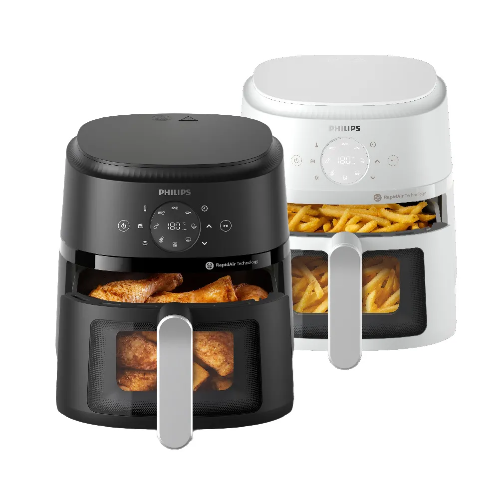 【Philips 飛利浦】星樂視透視海星氣炸鍋4.2L_NA221_黑白兩色任選