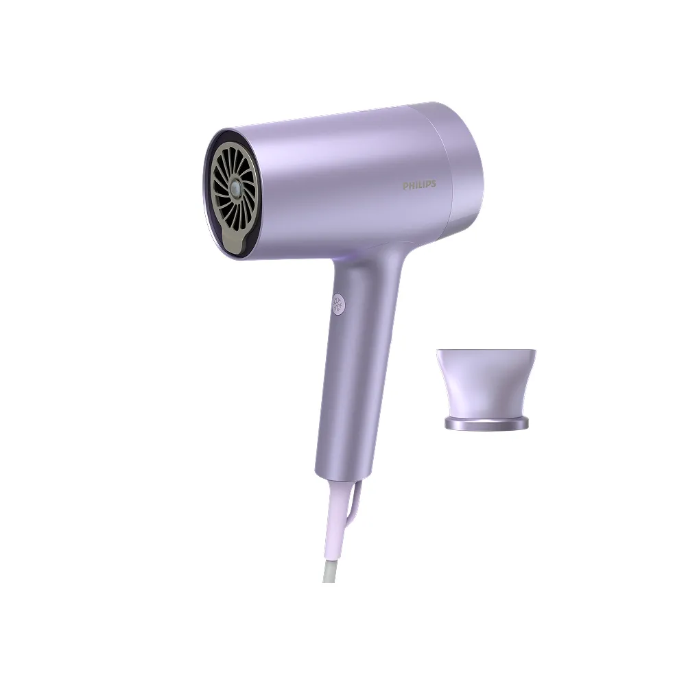 【Philips 飛利浦】BHD720 水光感護色溫控吹風機 (霧銀紫/2億負離子/水離子/官方直營)