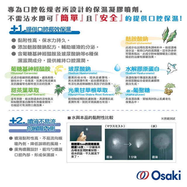【Osaki 大崎】日製口腔保濕凝膠噴劑50ml-無香料x2組(滋潤口腔/木醣醇/保濕/隨身瓶)