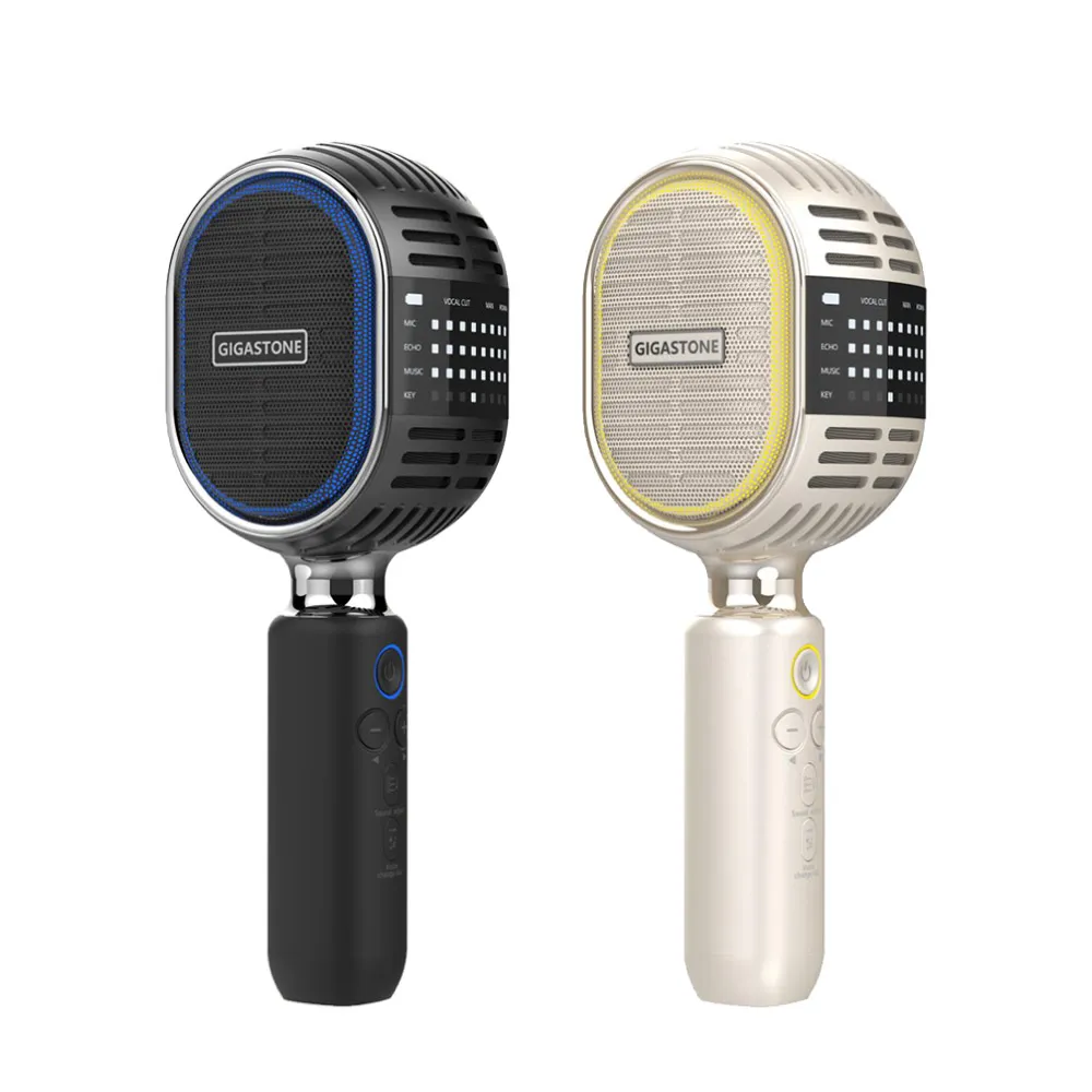 【Gigastone 立達國際】2入組 復古無線藍牙5.0麥克風KMH-9550(卡拉OK唱歌/雙人對唱TWS/喇叭音響/平板手機)
