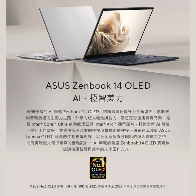 【ASUS 華碩】14吋Ultra5輕薄AI筆電(ZenBook UX3405CA/Ultra5-225H/16G/512G SSD/W11/EVO/OLED)