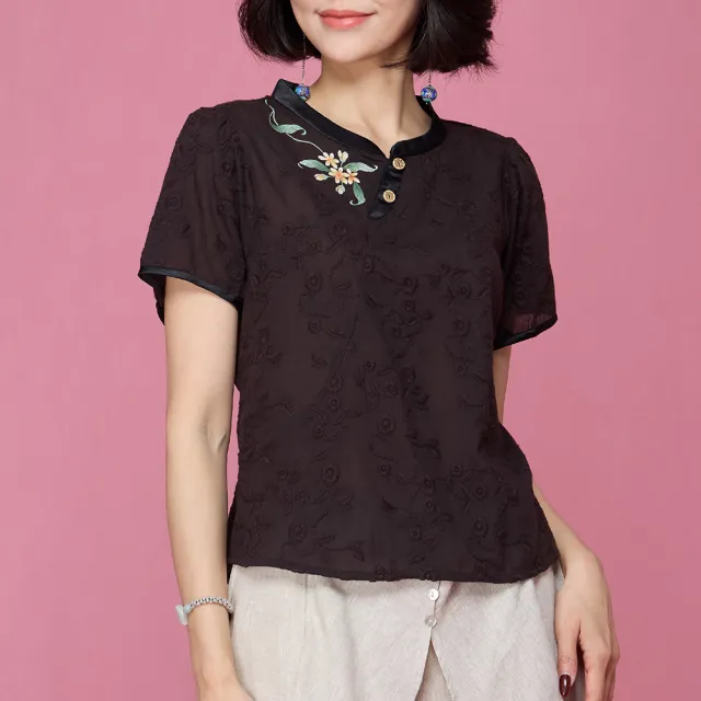 【古典美】63063 手繪刺繡斜襟上衣