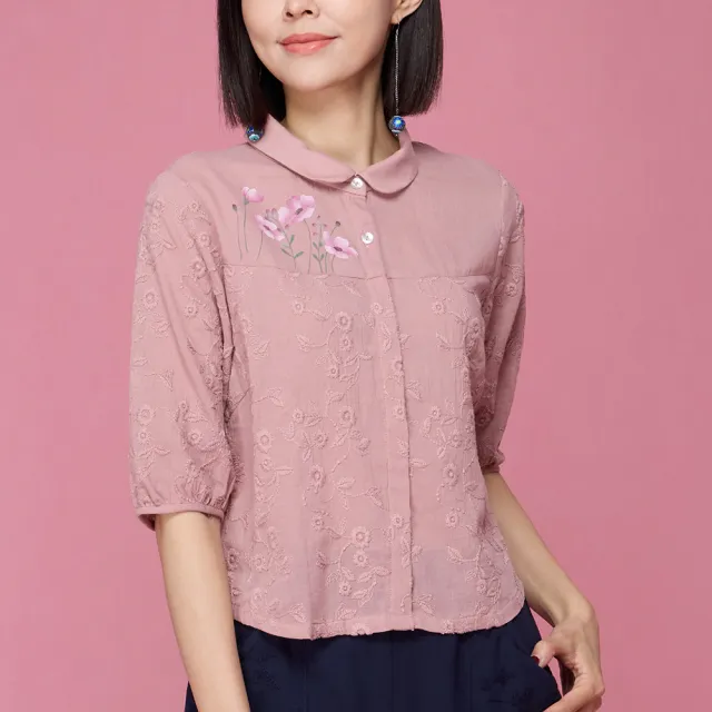 【古典美】63070 手繪刺繡小翻領上衣