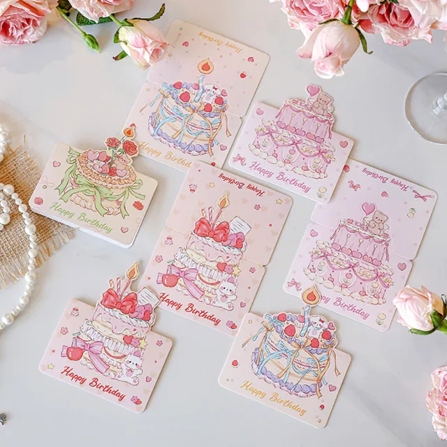 Paper Play 生日卡片 賀卡/生日卡片-可愛卡通彩色奶油蛋糕造型卡片 賀卡 生日卡(6款任選)