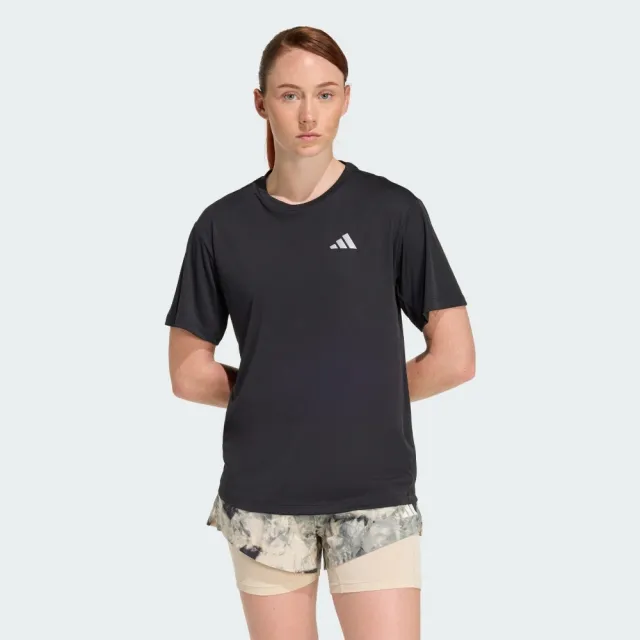 【adidas 愛迪達】短袖上衣 女 訓練 慢跑 吸濕排汗 亞規 RUN ESS TEE W 黑 JZ7808(S3393)
