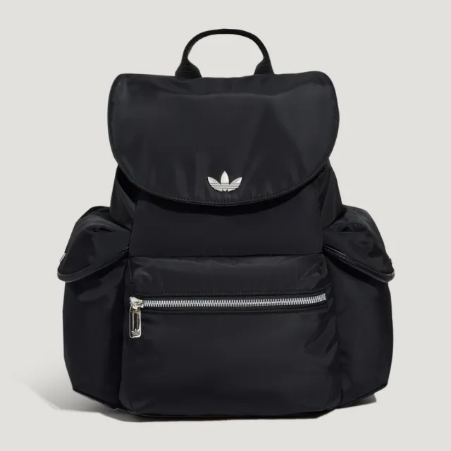 【adidas 愛迪達】後背包 LD6375 ORIGINALS緞面翻蓋式後背包 黑色