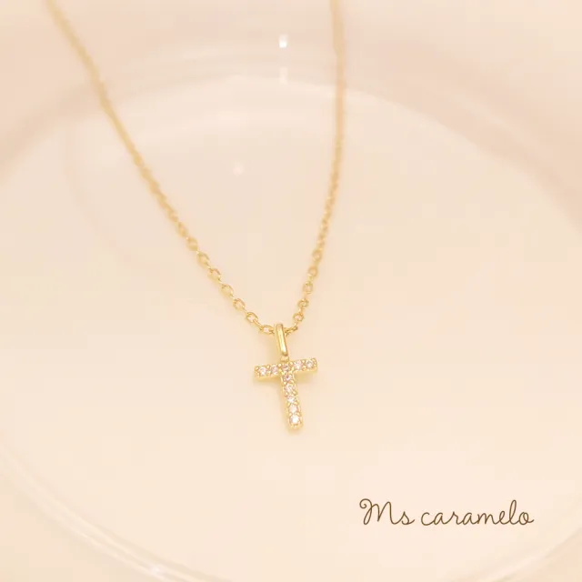 【Ms caramelo 焦糖小姐】925純銀鍍K黃 英文字母T 項鍊(英文字母項鍊)