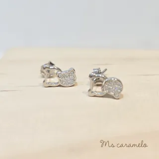 【Ms caramelo 焦糖小姐】925純銀 小熊耳環(鋯石耳環)