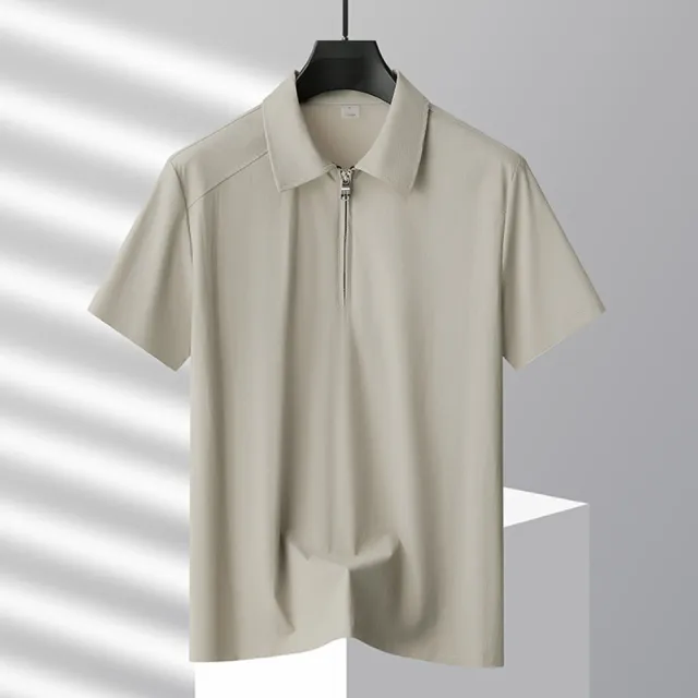 【米蘭精品】現貨出清 男POLO衫短袖上衣T恤高爾夫衫休閒運動夏季冰絲速乾拉鍊翻領(男裝4色t1lg46)
