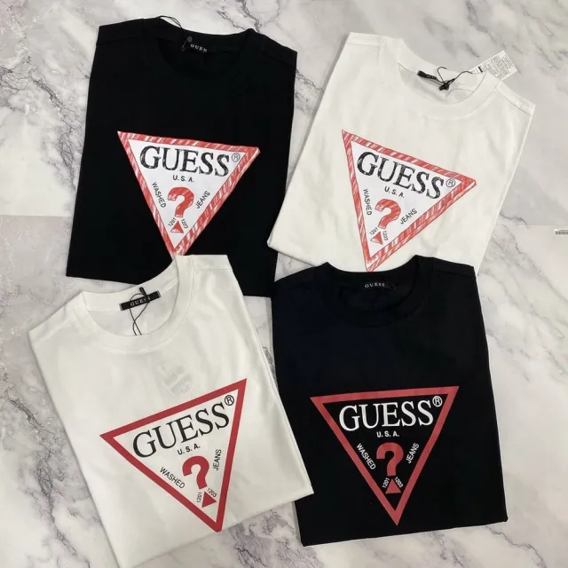 【GUESS】GUESS 短袖 經典 倒三角 大LOGO 短T 黑色 白色 粉色 韓國貨 情侶