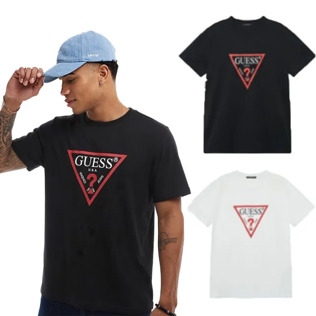 【GUESS】GUESS 短袖 經典 倒三角 大LOGO 短T 黑色 白色 粉色 韓國貨 情侶