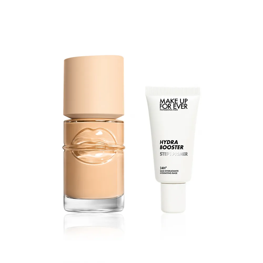 【MAKE UP FOR EVER】平衡粉底神搭組(粉無痕平衡肌底粉底液30ml+第一步澎彈潤妝前乳15ml)