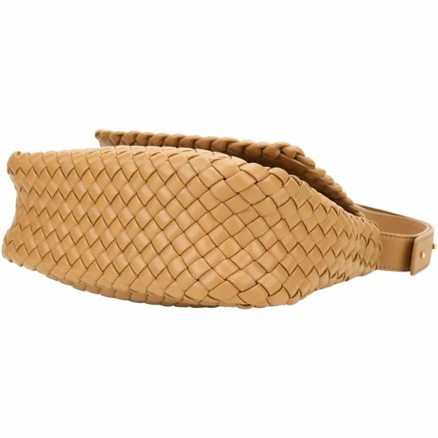 【BOTTEGA VENETA 寶緹嘉】BV Intrecciato 小羊皮編織 可調 肩斜背翻蓋包(焦糖棕)