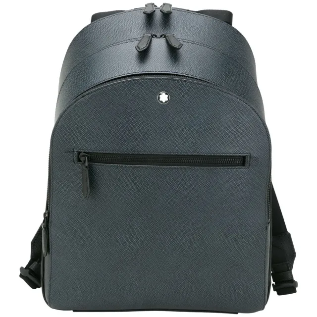 【MONTBLANC 萬寶龍】匠心系列 中型 Saffiano 粒面牛皮後背包(粗花呢藍色)(雙肩包 通勤包)