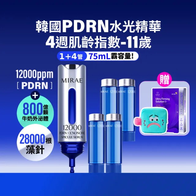 【MIRAE 未來美】專業院線韓國PDRN+牛奶外泌體新生精華 75mL囤貨組 (精華*1+補充管*4)