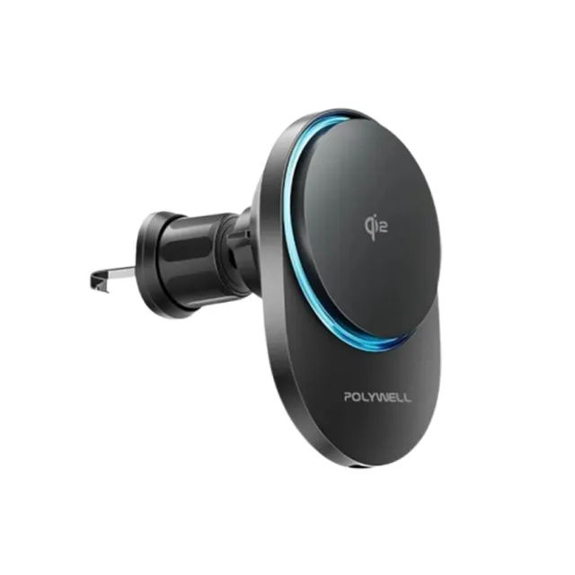 【POLYWELL】Qi2車用磁吸無線充電器 15W MagSafe 智慧散熱風扇 雙認證