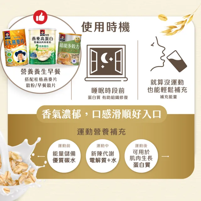 【QUAKER 桂格】燕麥高蛋白雙纖高鈣燕麥奶1000g×2罐(優於牛奶 植物高蛋白首選)