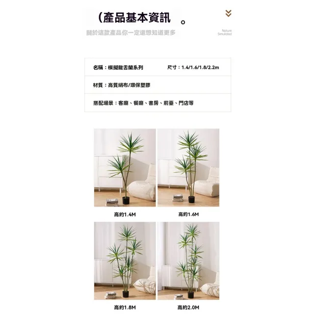 【諾必行】140cm仿真綠植龍血樹 落地龍舌蘭盆栽 仿生植物 仿生假樹 落地植物擺件 假花樹
