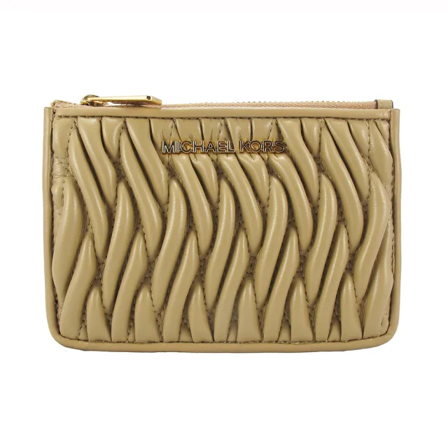 【Michael Kors】JET SET TRAVEL凸紋拉鍊鑰匙、零錢包35S6GTVP1Y(駝)