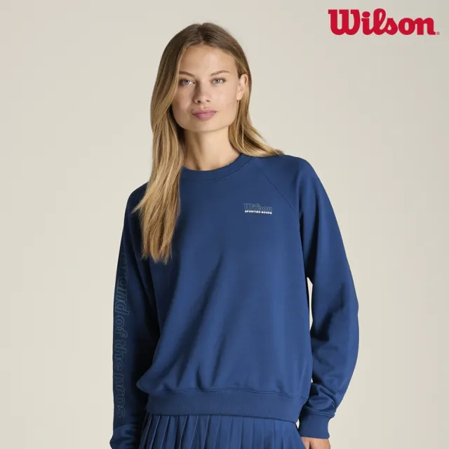 【WILSON】Classic Crew Blue Quartz 女款 服飾 大學T 長袖上衣 藍色 WW00562U043001