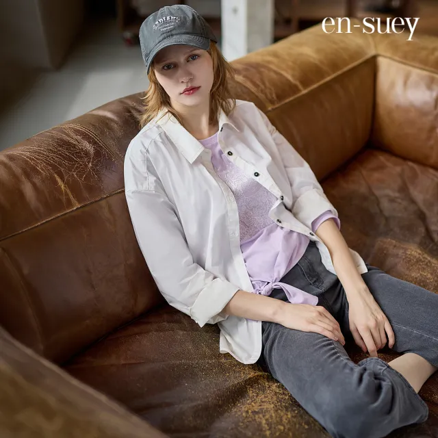 【en-suey 銀穗】電繡綿羊圖騰綁帶棉T上衣-女