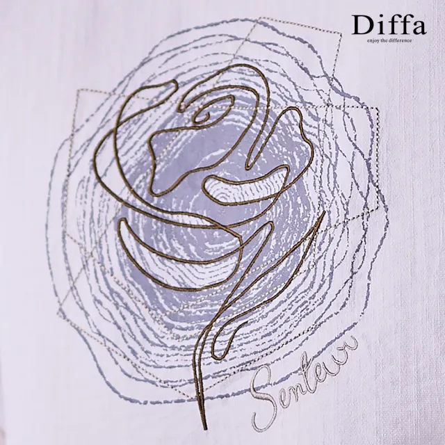 【Diffa】Senteur玫瑰印花異素材拼接連袖針織衫-女