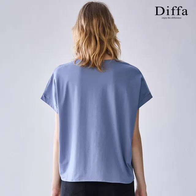 【Diffa】Senteur玫瑰印花異素材拼接連袖針織衫-女