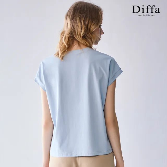 【Diffa】葉脈亮片刺繡連袖針織衫-女