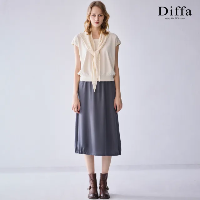 【Diffa】親膚鬆緊腰長寬裙-女