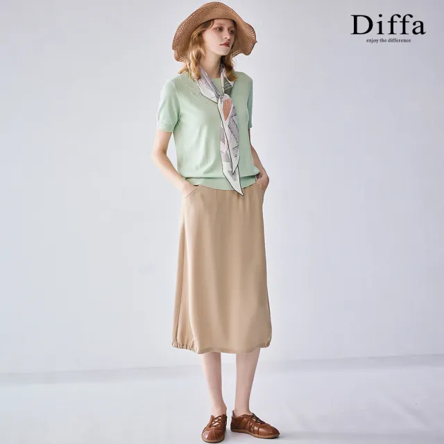 【Diffa】親膚鬆緊腰長寬裙-女