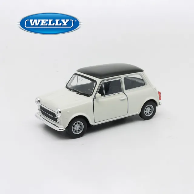 【WELLY】4.75吋 迷你庫柏 MINI Cooper 1300 經典掀背車模型 43609CW(米白色)