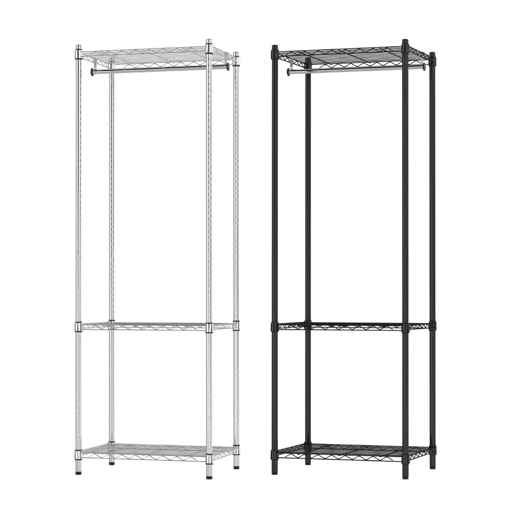 【KIWISH 奇意生活館】居家收納60X46X180三層衣櫥架(衣櫥/簡易衣櫃/組合衣架/掛衣架/衣櫃/衣服收納)
