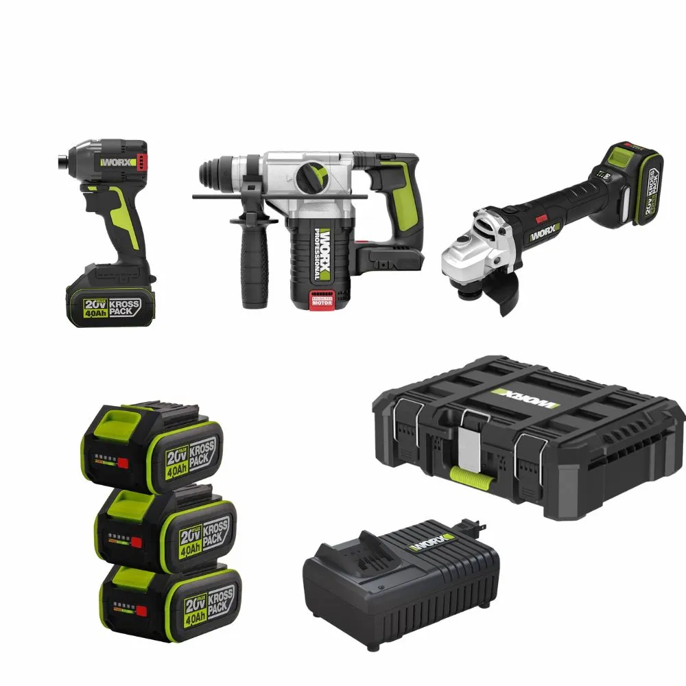 【WORX 威克士】工程打拼三寶組 20V 無刷鋰電鎚鑽+砂輪機+起子機 WU388/WU806/WU291D(WU952)