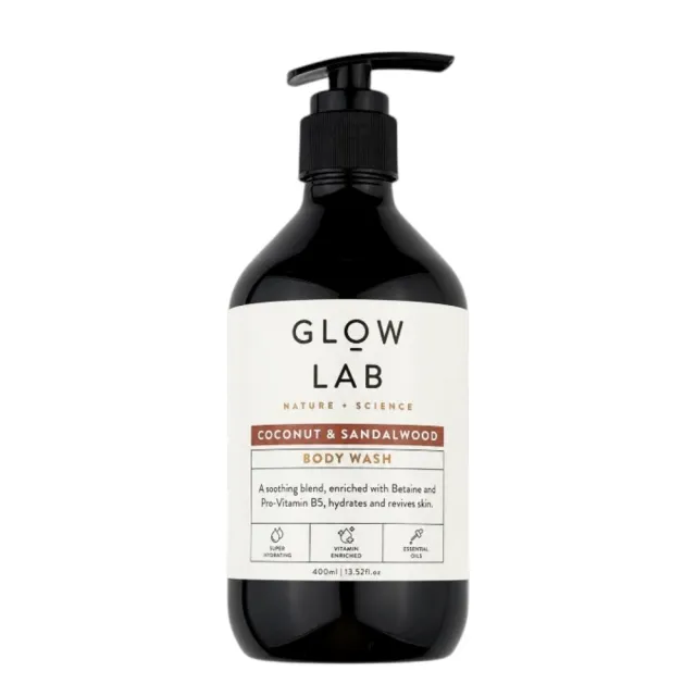 澳洲 GLOW LAB 植物精油沐浴露 400ml (佛手柑橘 椰子檀香 黑莓月桂葉) 保濕