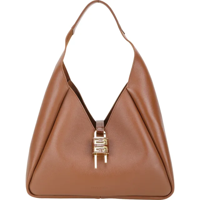【GIVENCHY 紀梵希】Hobo 中型 4G鎖扣 小牛皮肩背包(咖棕色 通勤包)