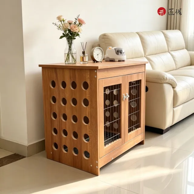 【匠俱】日系木質多功能寵物籠/狗屋茶几櫃/貓狗安睡籠80*55*67cm(電視櫃/邊櫃/防咬鐵網/居家美學設計)