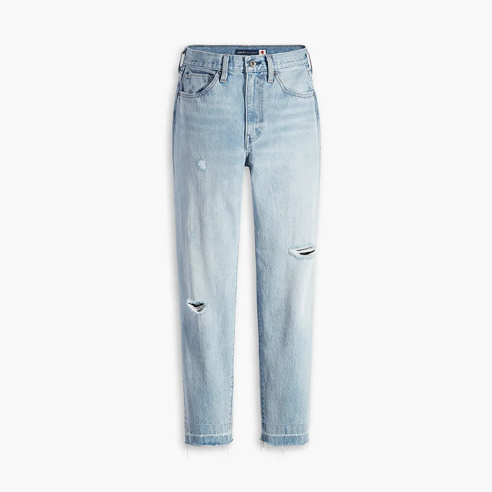 【LEVIS】LMC MOJ頂級日本布 女款 復古高腰廓型牛仔長褲/精工磨損刷破工藝 熱賣單品 75645-0032