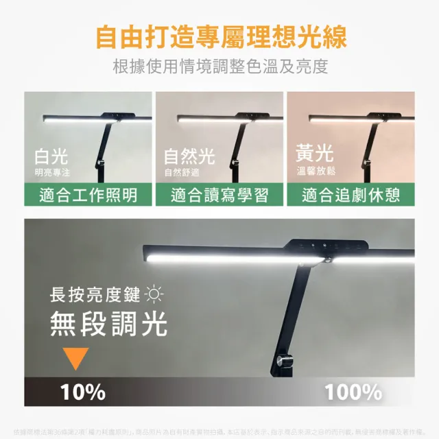【DanceLight 舞光】LED 2026最新款 18W Eye Health 全光譜護眼檯燈 桌夾兩用 抬燈 (80公分) D-DLEH18-BK