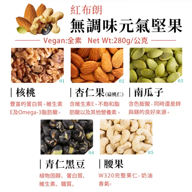 【紅布朗】活力綜合堅果禮盒(伴手禮品 送禮推薦 全素食零食果乾 長輩養生 年節禮盒 過年 新年 春節 羊年)