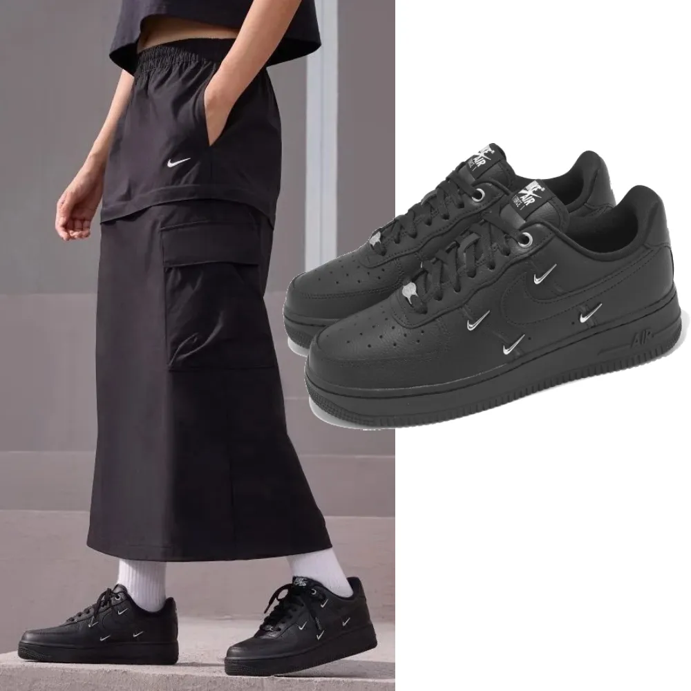 【NIKE 耐吉】休閒鞋 Wmns Air Force 1 07 LX 女鞋 男鞋 黑 金屬小勾 銀勾 AF1(HQ1180-001)