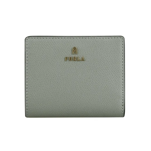 【FURLA 芙拉】FURLA精品粒面牛皮釦式短夾(灰X淡藍)